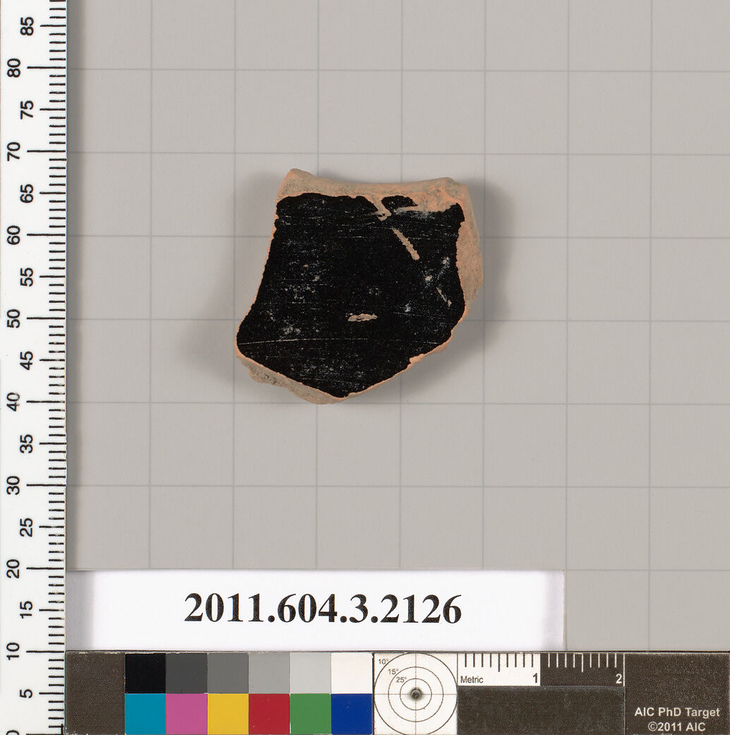 Terracotta rim fragment of a kylix (drinking cup), Terracotta, Greek, Attic