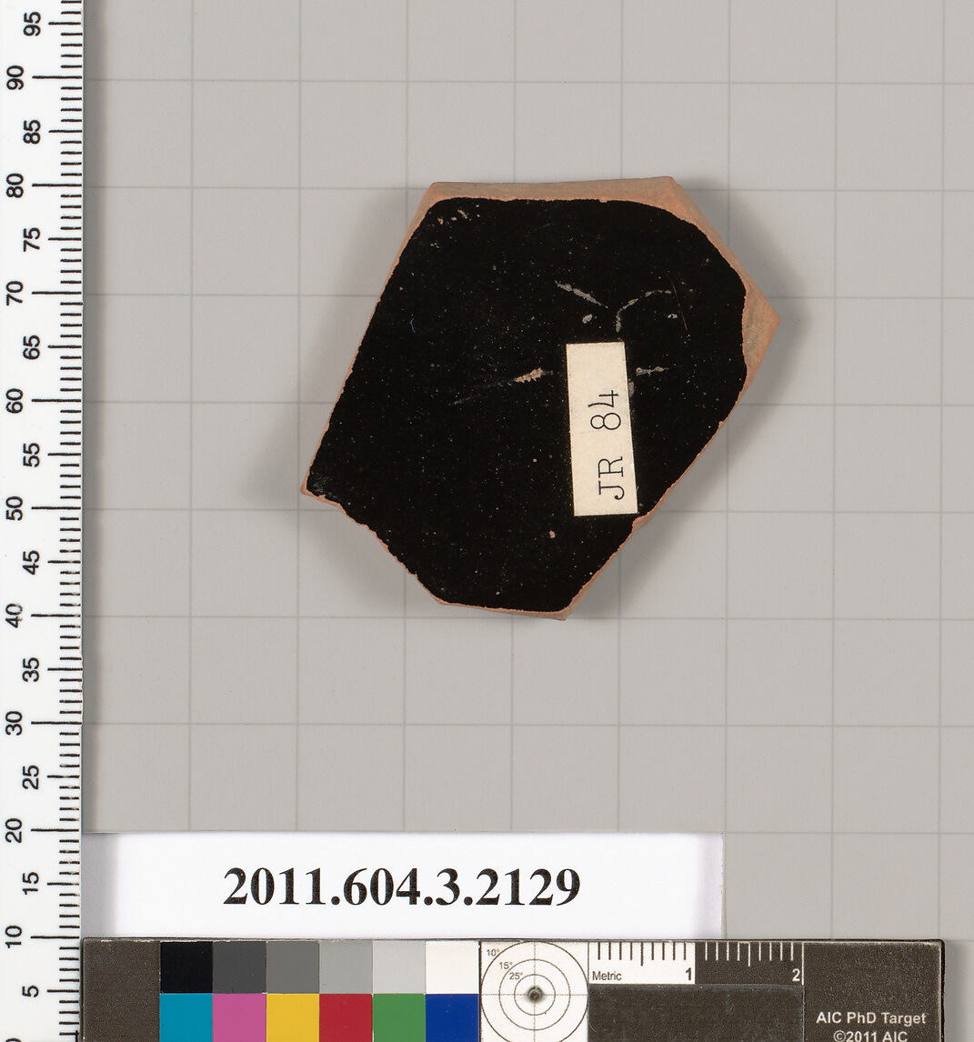 Terracotta fragment of a kylix (drinking cup), Terracotta, Greek, Attic