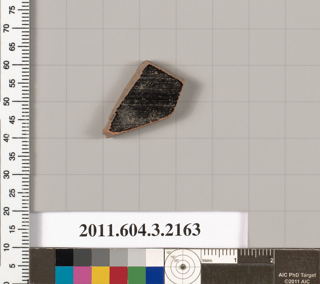 Terracotta fragment of a kylix (drinking cup), Terracotta, Greek, Attic