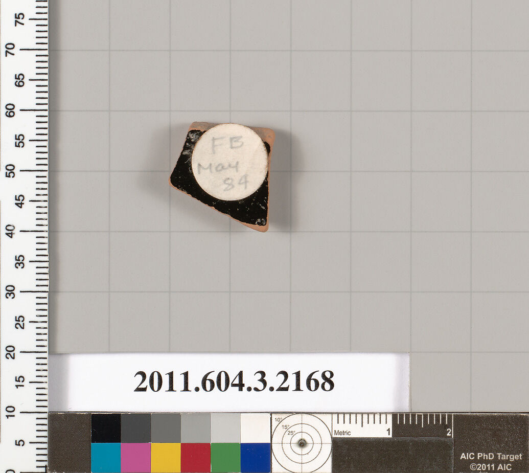 Terracotta fragment of a kylix (drinking cup), Terracotta, Greek, Attic