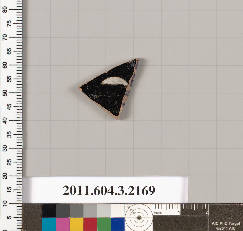 Terracotta fragment of a kylix (drinking cup), Terracotta, Greek, Attic