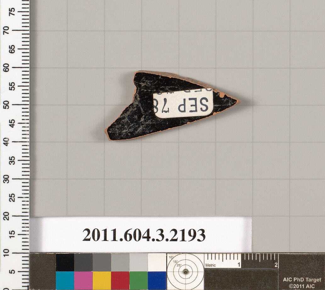 Terracotta fragment of a kylix (drinking cup), Terracotta, Greek, Attic