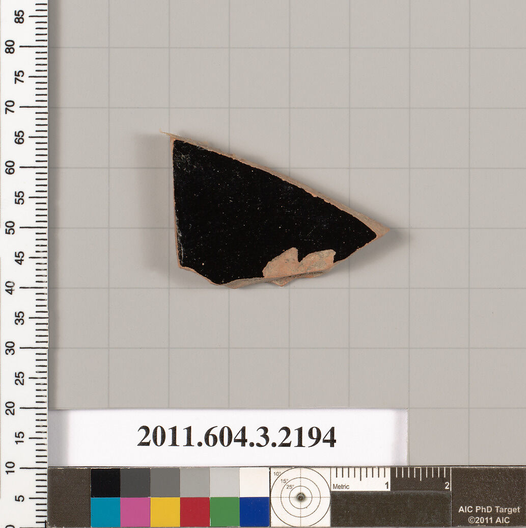 Terracotta fragment of a kylix (drinking cup), Terracotta, Greek, Attic