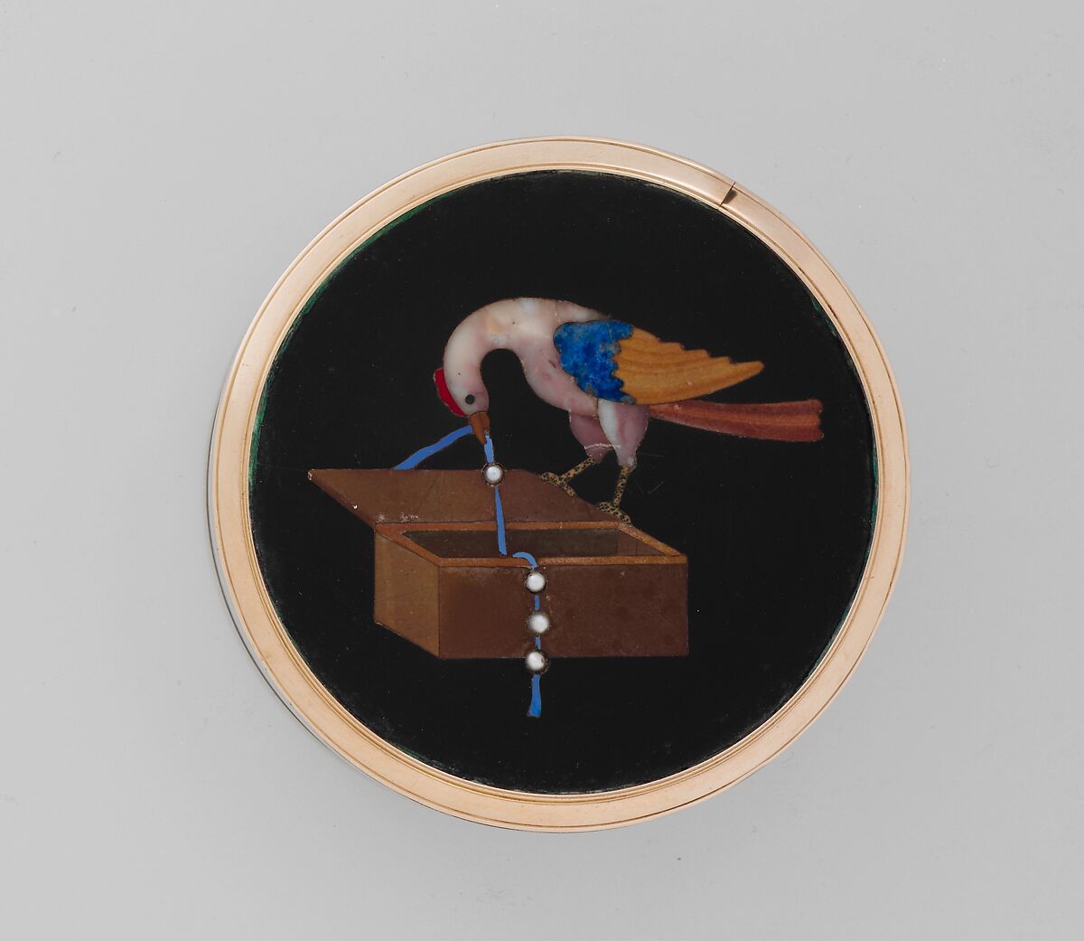 Snuffbox, Garrett Eoff (1779–1845), Silver, gold, pearls, hard stones, American