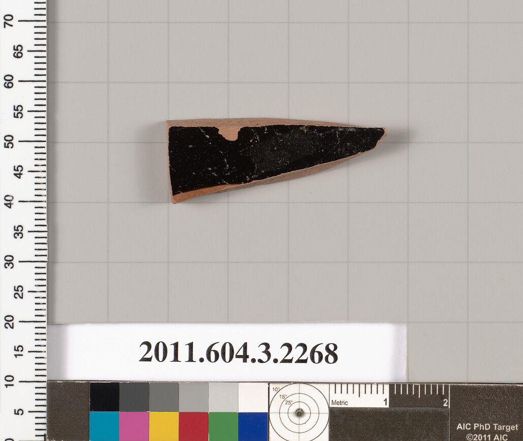 Terracotta fragment of a kylix (drinking cup), Terracotta, Greek, Attic