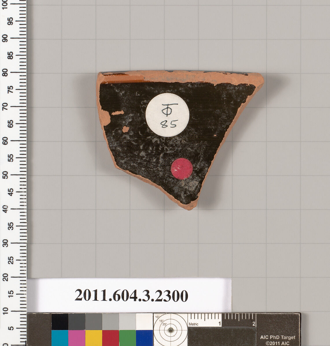 Terracotta rim fragment of a kylix: eye-cup (drinking cup), Terracotta, Greek, Attic