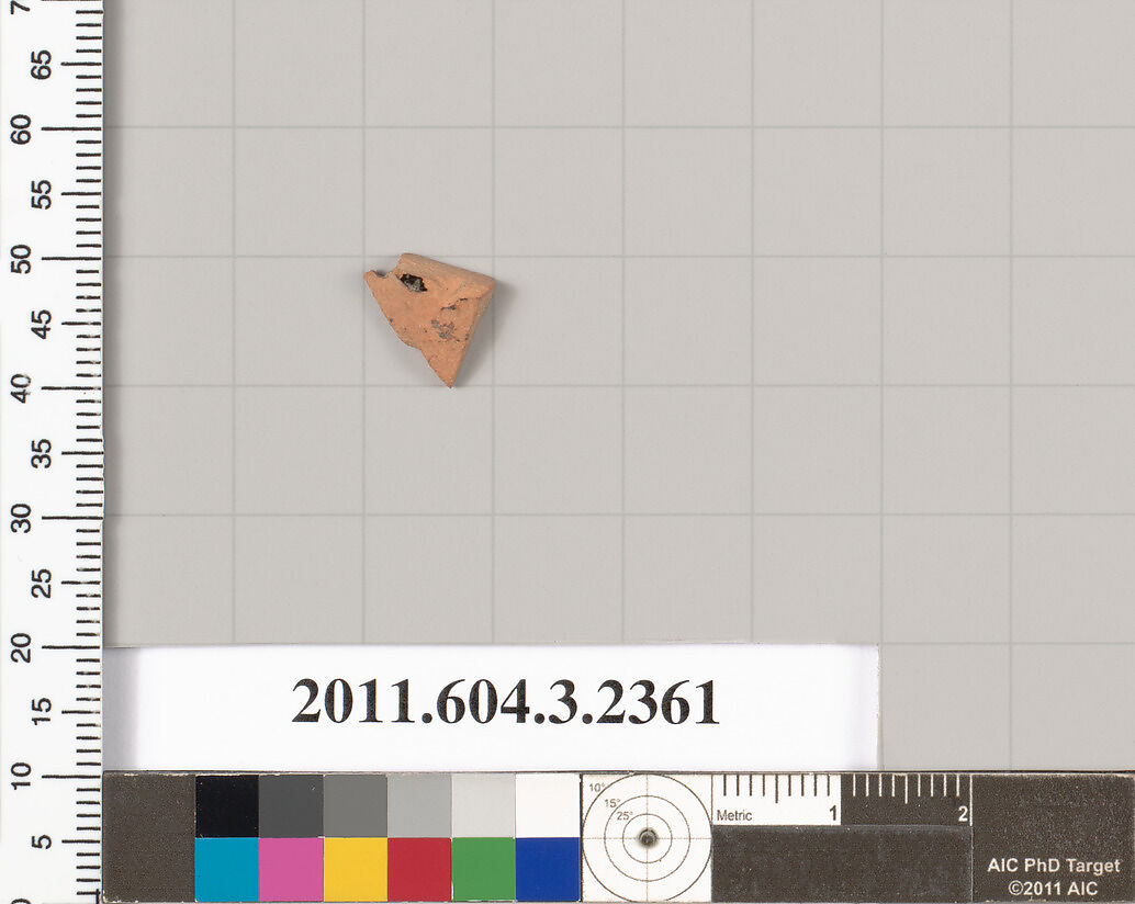 Terracotta fragment of a kylix: eye-cup (drinking cup), Terracotta, Greek, Attic
