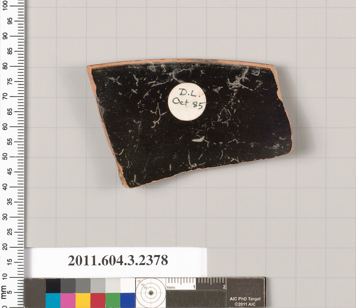 Terracotta rim fragment of a kylix: eye-cup (drinking cup), Terracotta, Greek, Attic