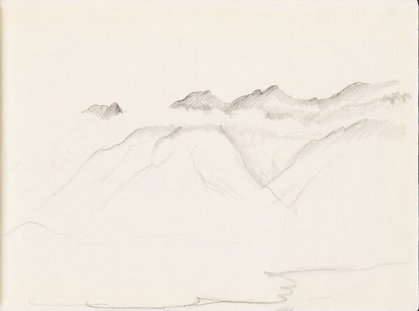 Landscape, Xie Zhiliu (Chinese, 1910–1997), Sheet from a sketchbook; pencil on paper, China 
