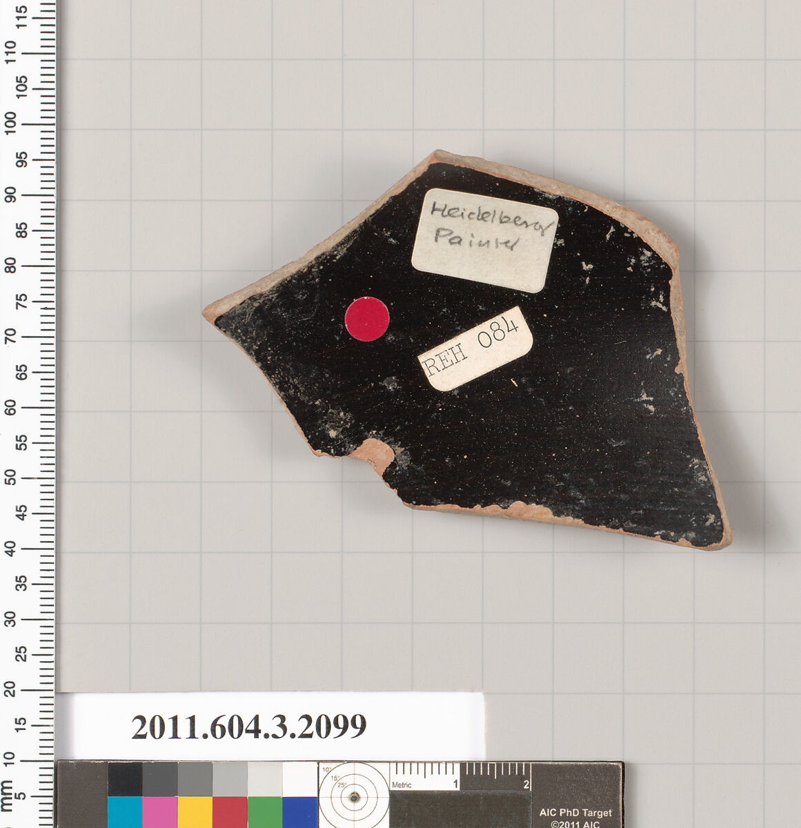 Terracotta fragment of a kylix (drinking cup), Attributed to the Heidelberg Painter [DvB], Terracotta, Greek, Attic