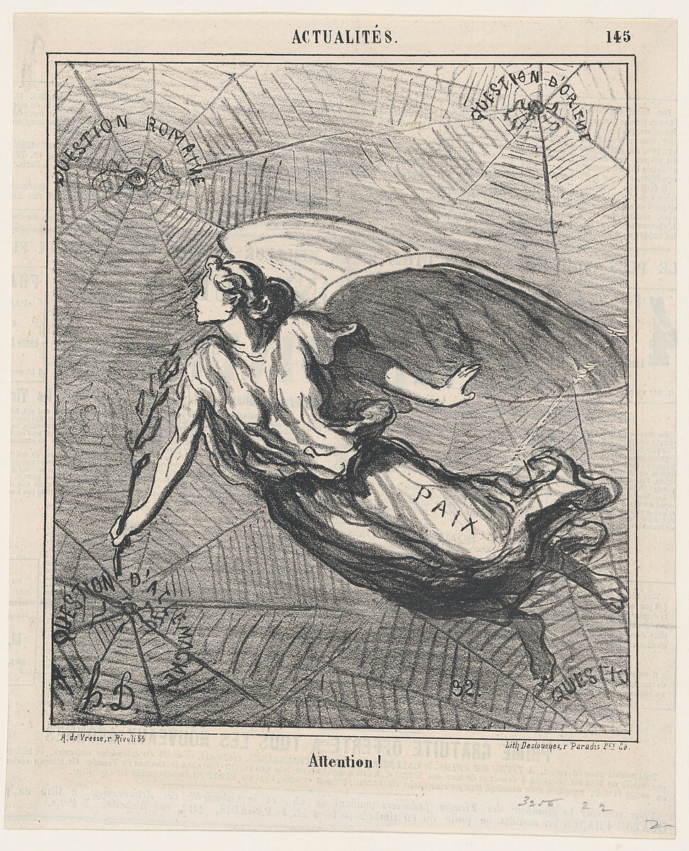 Look out!, from 'News of the day,' published in "Le Charivari", Honoré Daumier (French, Marseilles 1808–1879 Valmondois), Lithograph on newsprint; third state of three (Delteil) 
