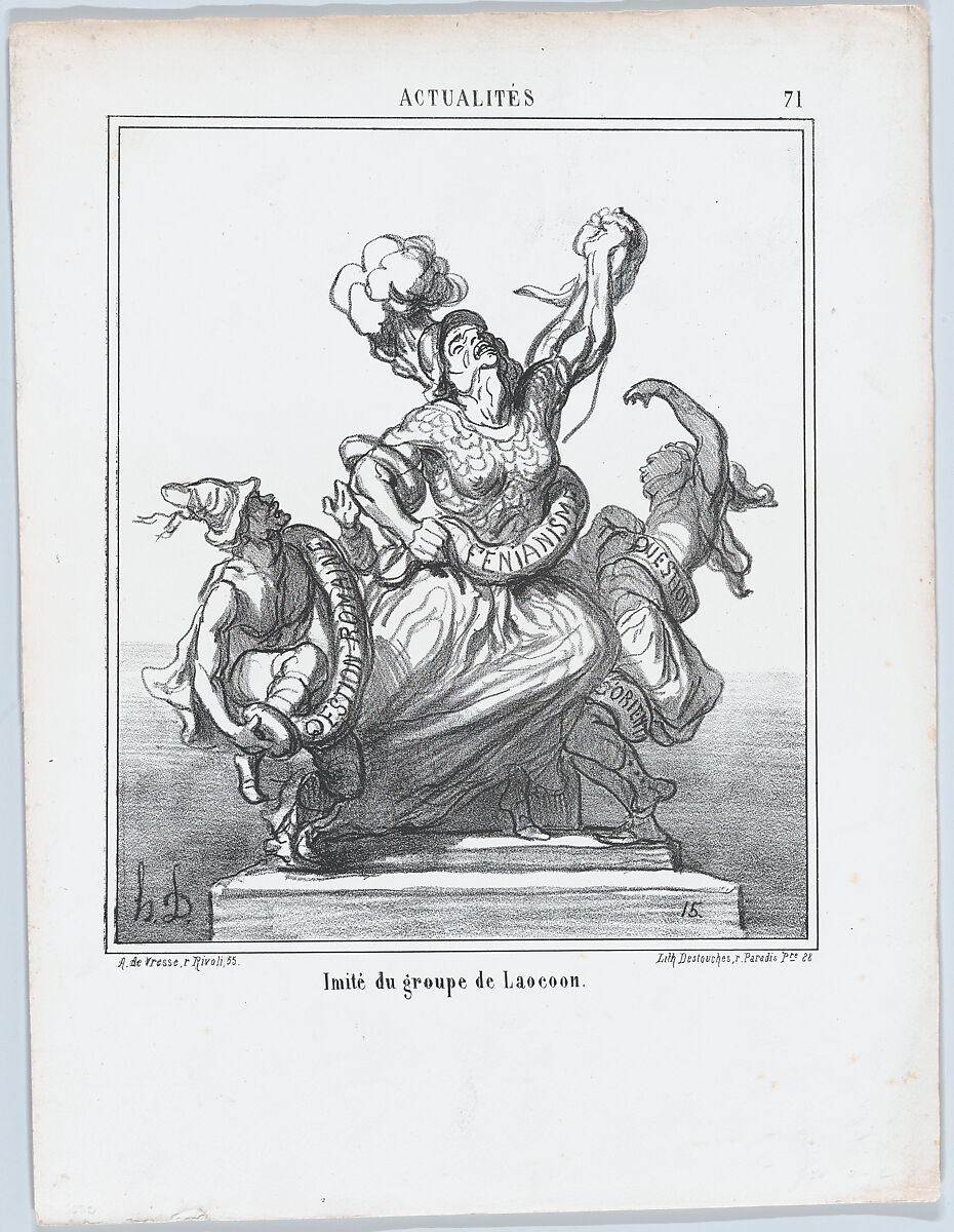 Imitation of the Laocoön-group, from "News of the day", Honoré Daumier (French, Marseilles 1808–1879 Valmondois), Lithograph on wove paper; second state of two (Delteil) 
