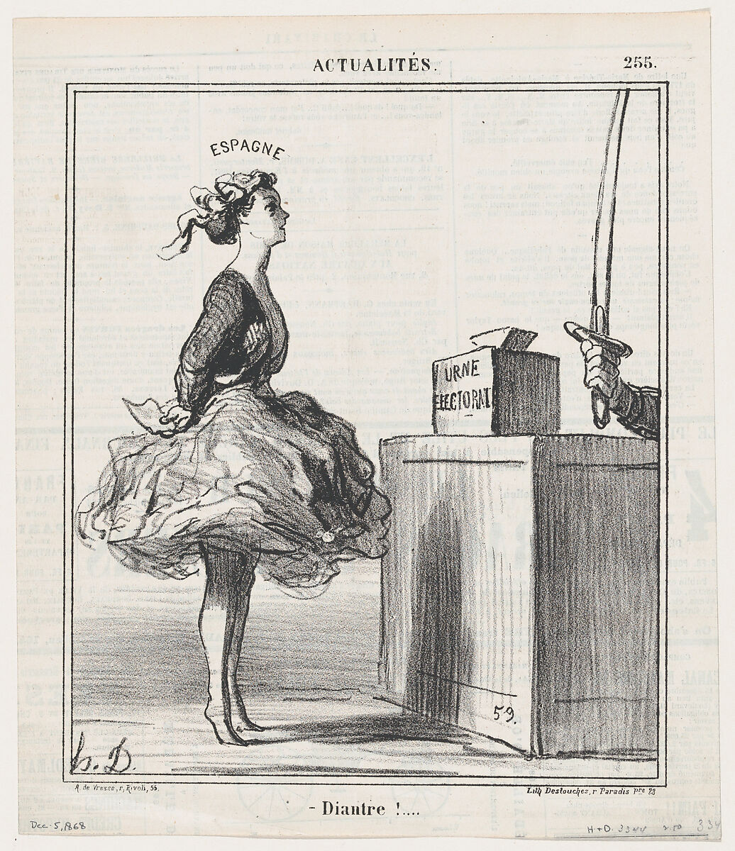 Damnation!..., from 'News of the day,' published in Le Charivari, December 5, 1868, Honoré Daumier (French, Marseilles 1808–1879 Valmondois), Lithograph on newsprint; third state of three (Delteil) 