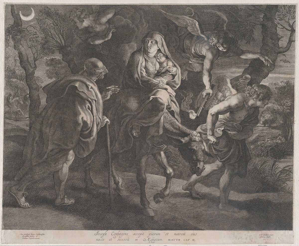 The Flight into Egypt, Ignatius Cornelis Marinus (Flemish, London 1599–1639 Antwerp), Engraving; second or third state of three 