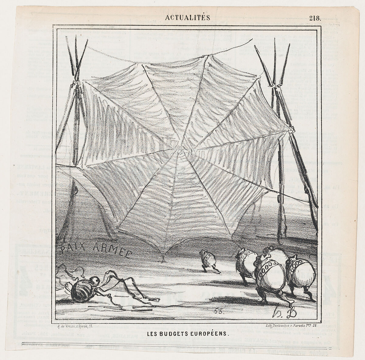 European Budgets, from 'News of the day,' published in "Le Charivari", Honoré Daumier (French, Marseilles 1808–1879 Valmondois), Lithograph on newsprint; second state of two (Delteil) 