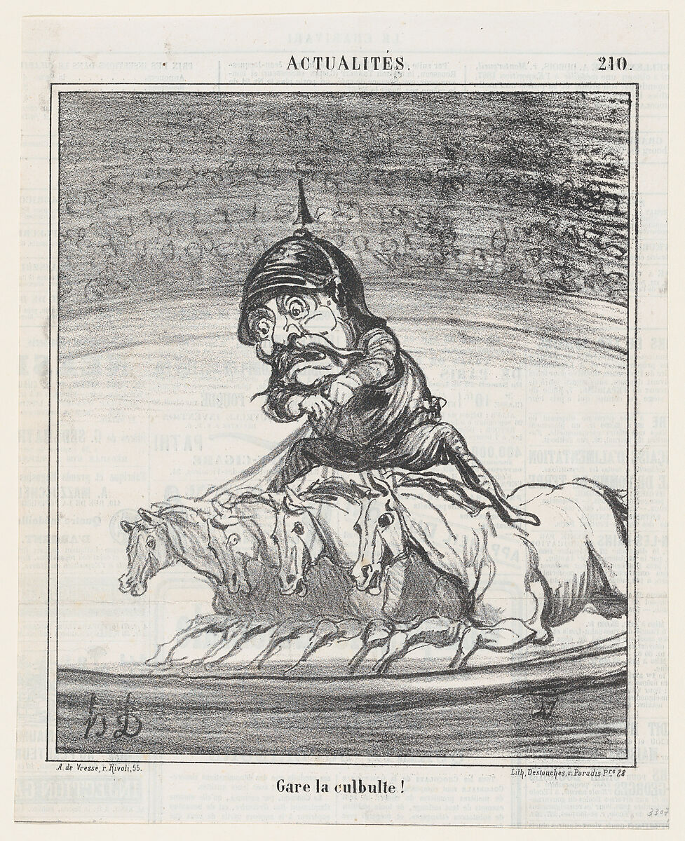 Don't fall!, from 'News of the day,' published in "Le Charivari", Honoré Daumier (French, Marseilles 1808–1879 Valmondois), Lithograph on newsprint; second state of two (Delteil) 