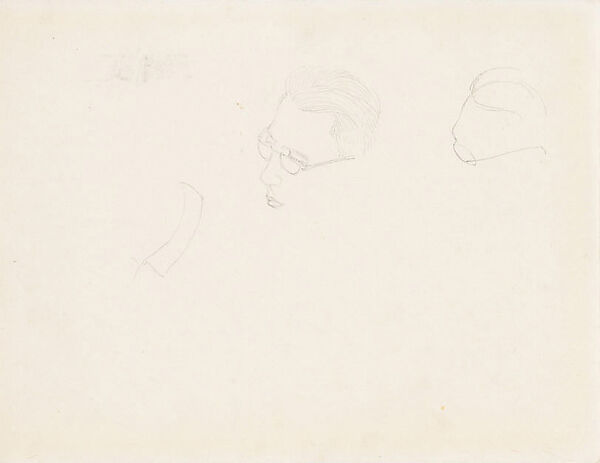 Studies for a Self-Portrait, Xie Zhiliu (Chinese, 1910–1997), Sheet from a sketchbook; pencil on paper, China 