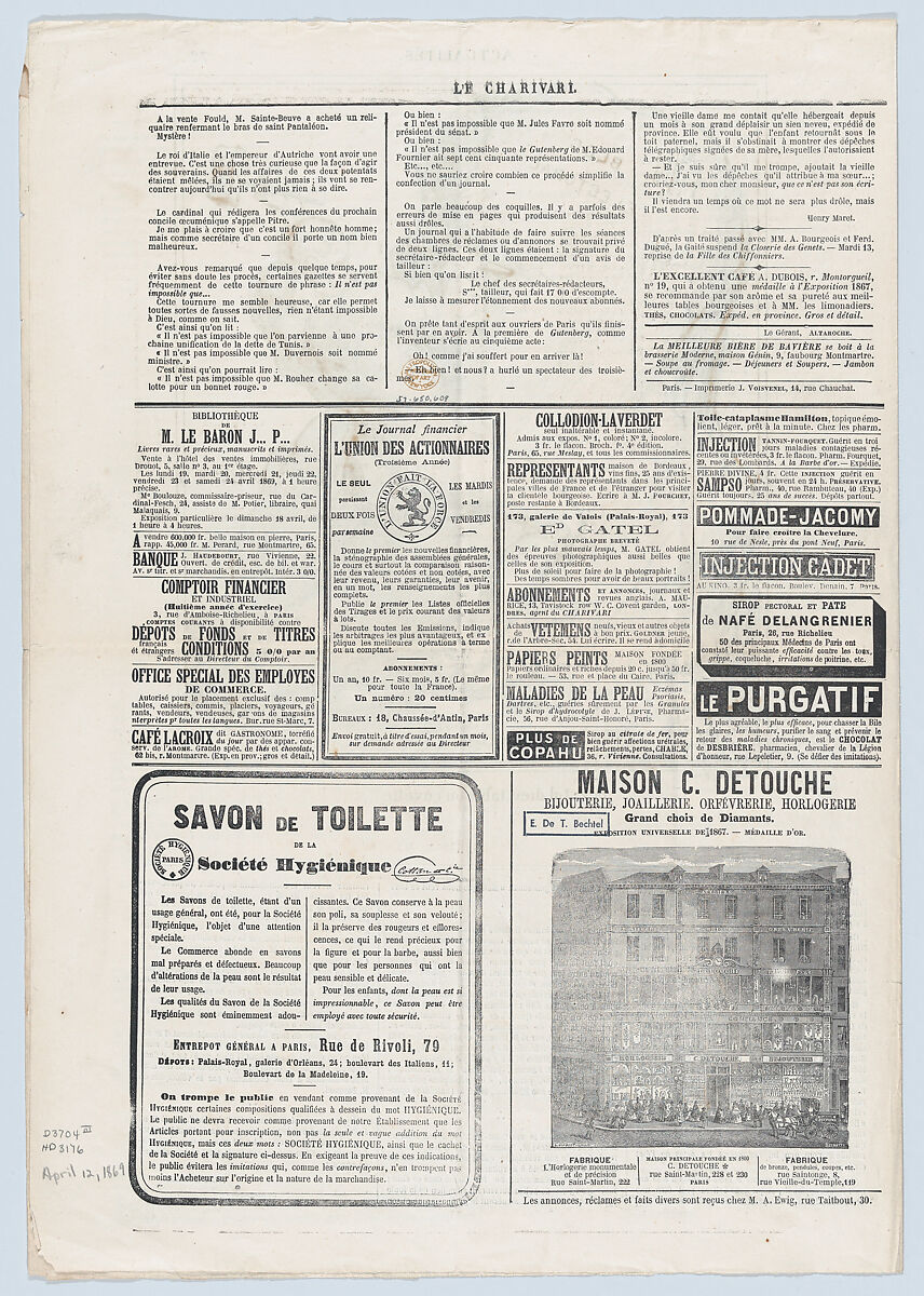 Will he be God, a table, or a basin?, from "News of the day", Honoré Daumier (French, Marseilles 1808–1879 Valmondois), Lithograph on newsprint; third state of three (Delteil)