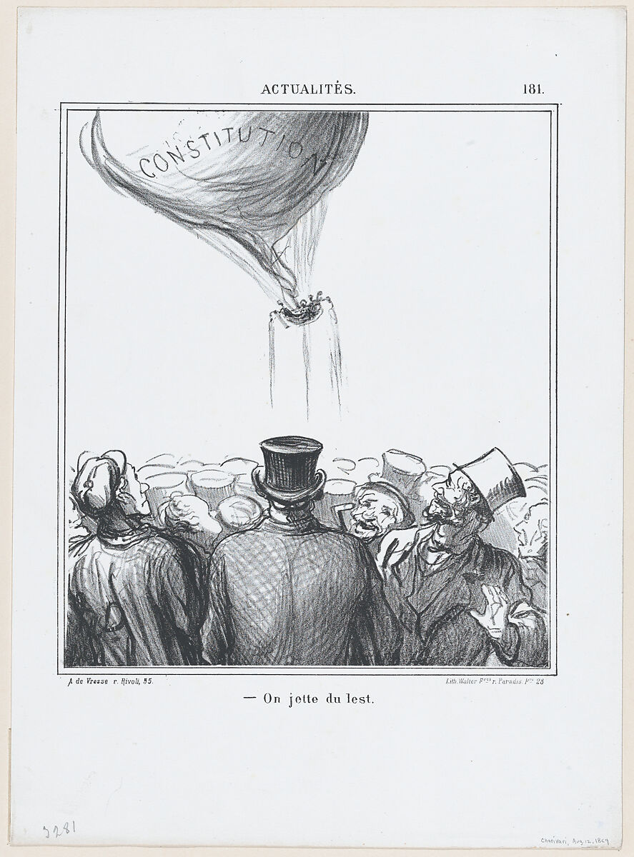 Away with the ballast!, from 'News of the day,' published in "Le Charivari", Honoré Daumier (French, Marseilles 1808–1879 Valmondois), Lithograph on wove paper; second state of two (Delteil) 