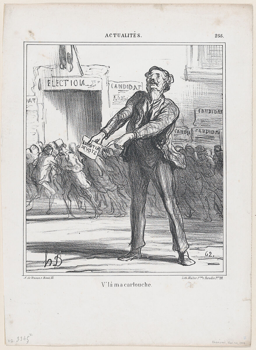 This is my "bullet," from 'News of the day,' published in "Le Charivari", Honoré Daumier (French, Marseilles 1808–1879 Valmondois), Lithograph on wove paper; second state of two (Delteil) 
