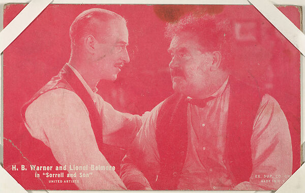 H. B. Warner and Lionel Belmore in "Sorrell and Son" from Scenes from Movies Exhibit Cards series (W404), Exhibit Supply Company, Commercial color photolithograph 