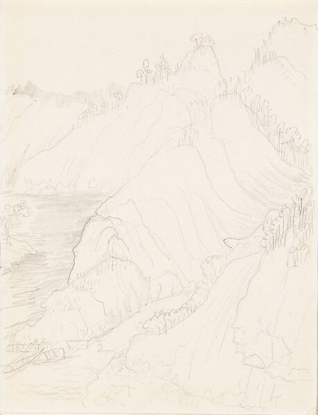 Landscape, Xie Zhiliu (Chinese, 1910–1997), Sheet from a sketchbook; pencil on paper, China 