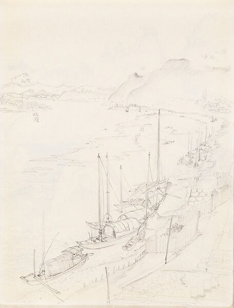 Landscape, Xie Zhiliu (Chinese, 1910–1997), Sheet from a sketchbook; pencil on paper, China 