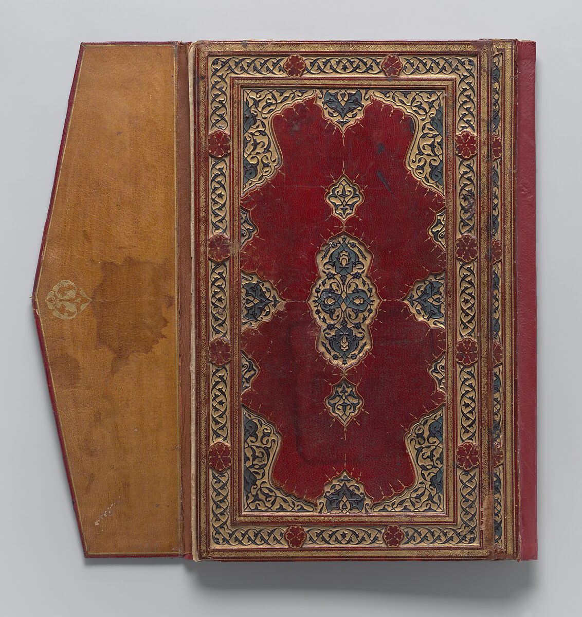 Bound Manuscript of Hadith with Persian Translations by Jami, Shah Mahmud Nishapuri (iranian, ca. 1486–1565), Manuscript: Ink, opaque watercolor, and gold on paper
Binding: Leather, opaque watercolor, and gold