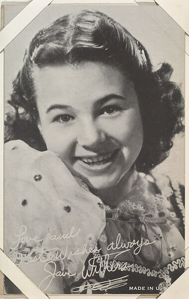 Jane Withers from Movie Stars Exhibit Cards series (W401) | The ...