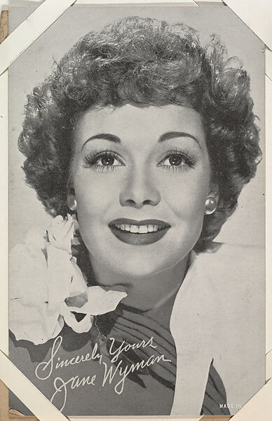 Jane Wyman from Movie Stars Exhibit Cards series (W401), Commercial photolithograph 