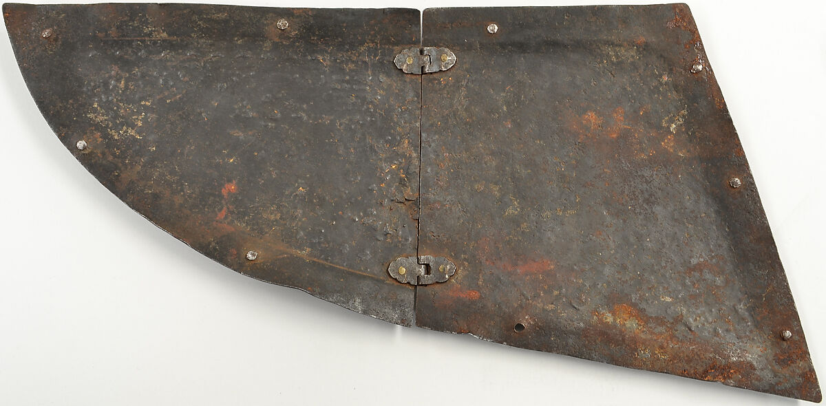 Two Crinet Plates (Neck Defenses) for Ceremonial Horse Armor, Iron, gold, silver, Tibetan