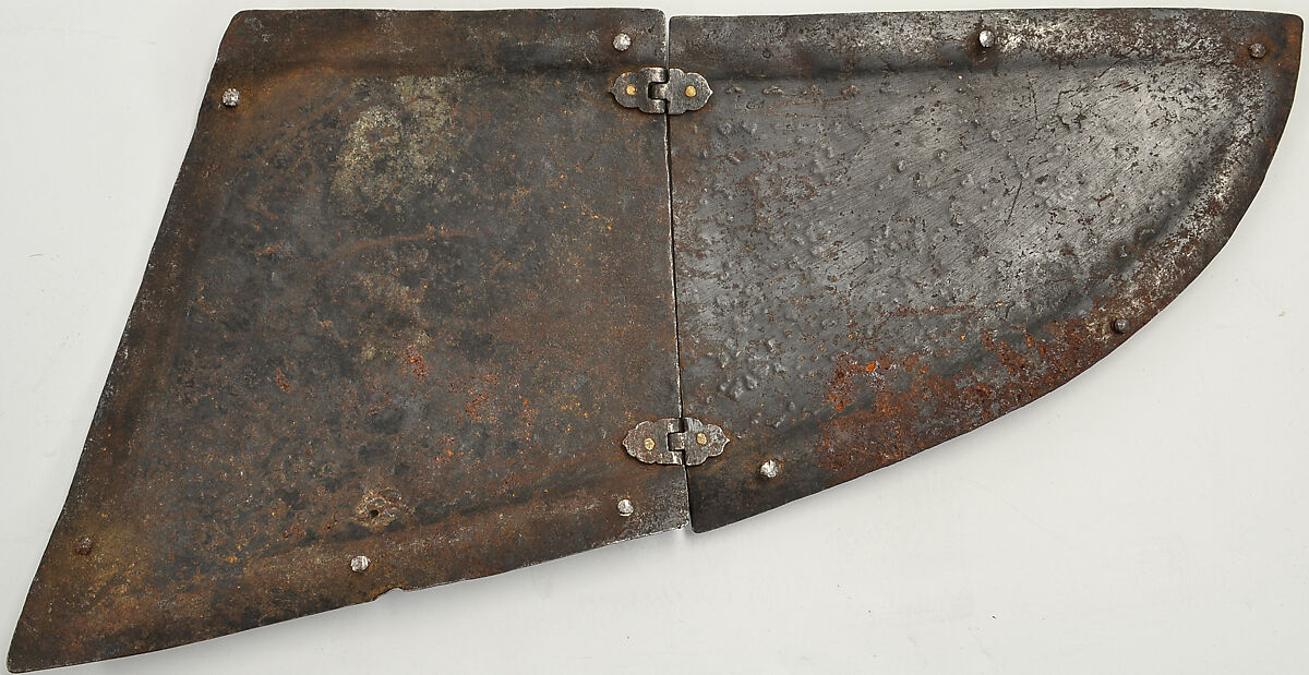 Two Crinet Plates (Neck Defenses) for Ceremonial Horse Armor, Iron, gold, silver, Tibetan