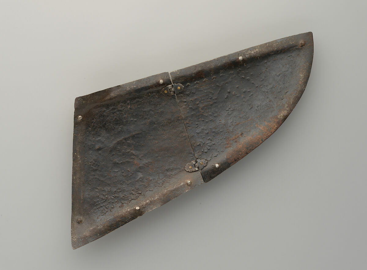 Two Crinet Plates (Neck Defenses) for Ceremonial Horse Armor, Iron, gold, silver, Tibetan