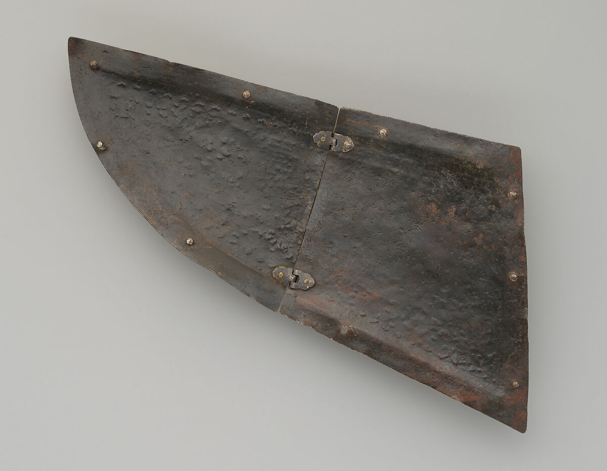 Two Crinet Plates (Neck Defenses) for Ceremonial Horse Armor, Iron, gold, silver, Tibetan