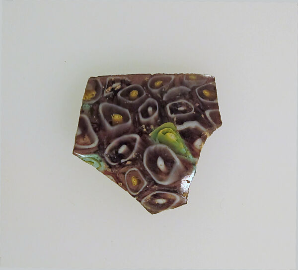 Glass mosaic dish fragment, Glass, Roman 