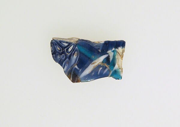 Glass short-strip mosaic vessel fragment, Glass, Roman 