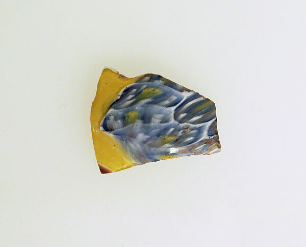 Glass mosaic shallow bowl fragment, Glass, Roman 