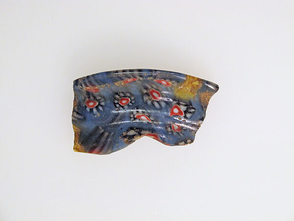 Mosaic glass carinated bowl fragment, Glass, Roman, probably Italian 