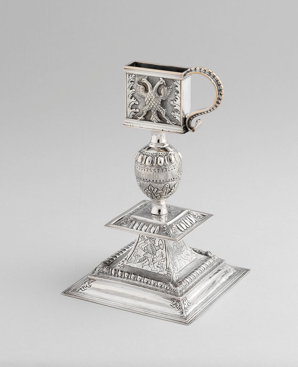 Snuffer Stand, Cornelius Kierstede (1674–ca. 1757), Silver, American 