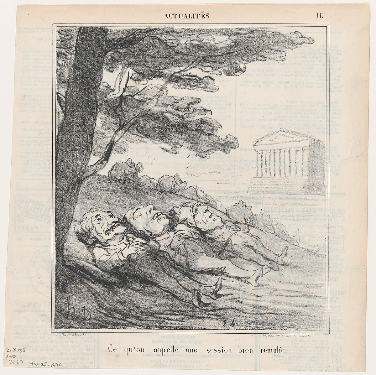 That's what you call a loaded session, from 'News of the day,' published in Le Charivari, May 25, 1870, Honoré Daumier (French, Marseilles 1808–1879 Valmondois), Lithograph on newsprint; second state of two (Delteil) 