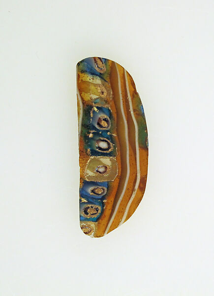 Glass striped mosaic fragment, Glass, Roman 