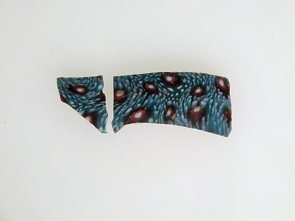 Glass mosaic vessel fragment, Glass (2  joining fragments), Roman 