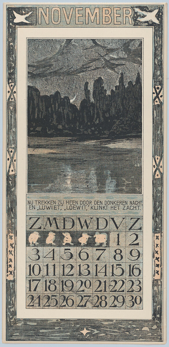 November, Theodorus van Hoytema (Dutch, The Hague 1863–1917 The Hague), Lithograph printed in color 