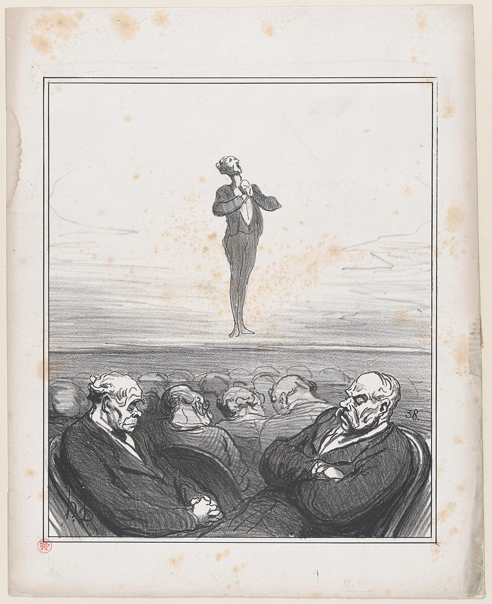 The competition at the conservatory: At the 79th audition of "Oh, what a pleasure to be a soldier!", from 'News of the day,' published in "Le Charivari", Honoré Daumier (French, Marseilles 1808–1879 Valmondois), Lithograph on wove paper; first state of two (Delteil) 