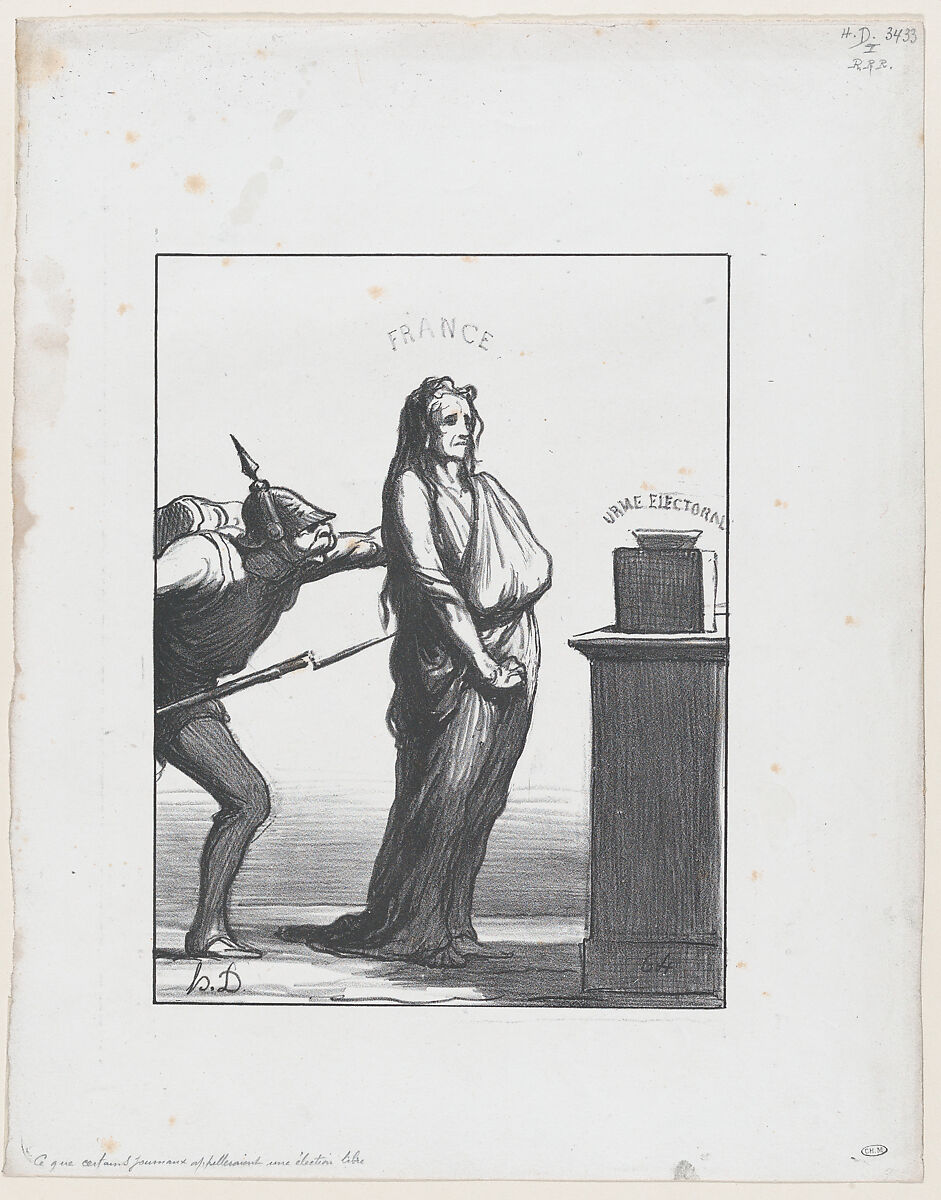 What certain newspapers would call a free election, from 'News of the day', Honoré Daumier (French, Marseilles 1808–1879 Valmondois), Lithograph on wove paper; first state of two (Delteil) 