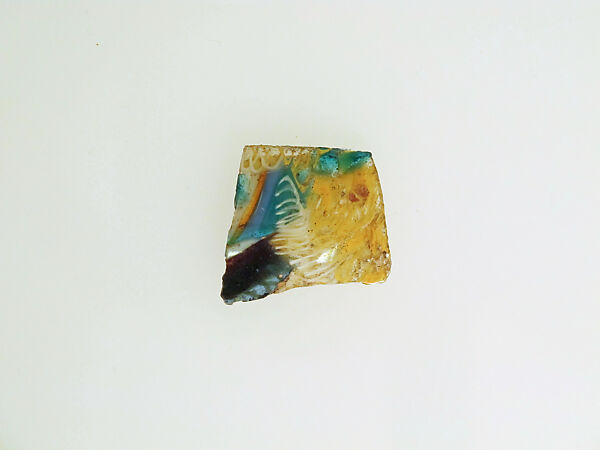 Glass short strip mosaic bowl fragment, Glass, Roman 