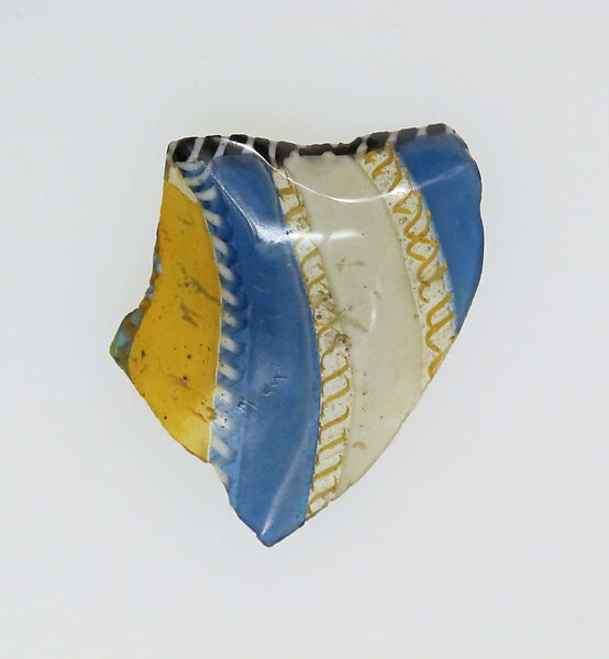 Glass striped mosaic bowl fragment, Glass, Roman, probably Italian 