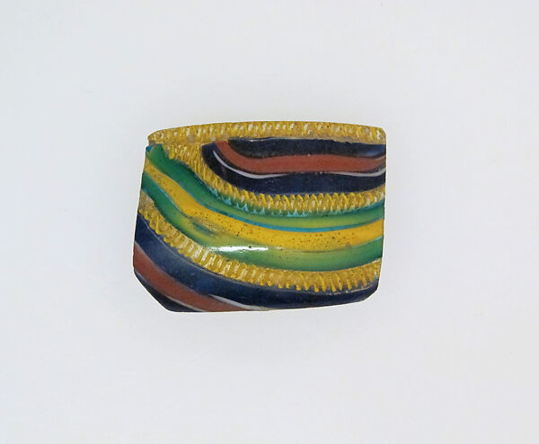 Glass striped mosaic bowl fragment, Glass, Roman, probably Italian 