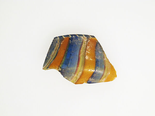 Glass striped mosaic bowl fragment, Glass, Roman 