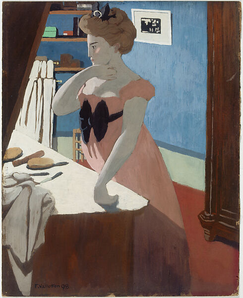 Misia at her Dressing Table (Misia à sa Coiffeuse), Félix Vallotton (Swiss, Lausanne 1865–1925 Paris), Gouache on cardboard 
